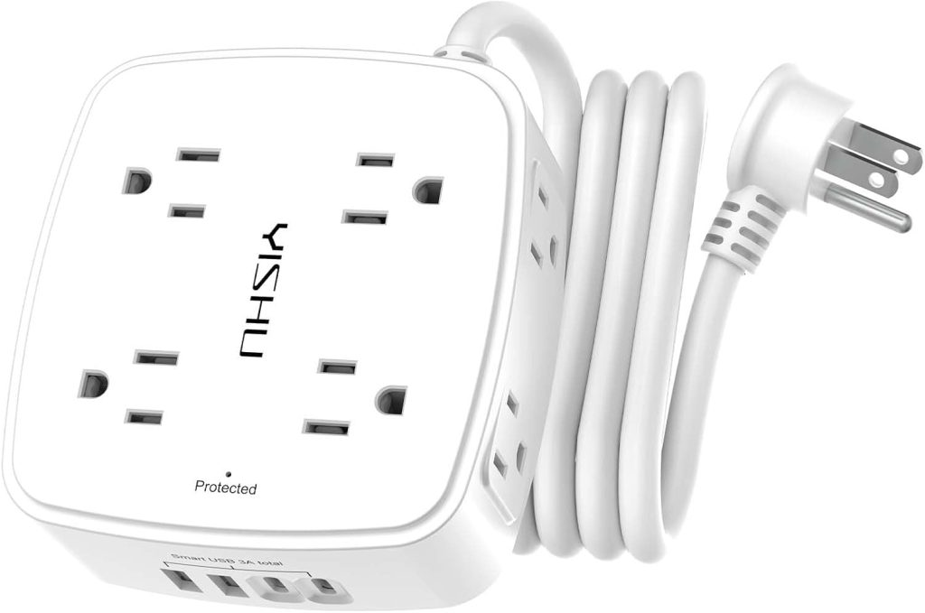 YISHU 8-Outlet Surge Protector Power Strip with 4 USB Ports – 6ft