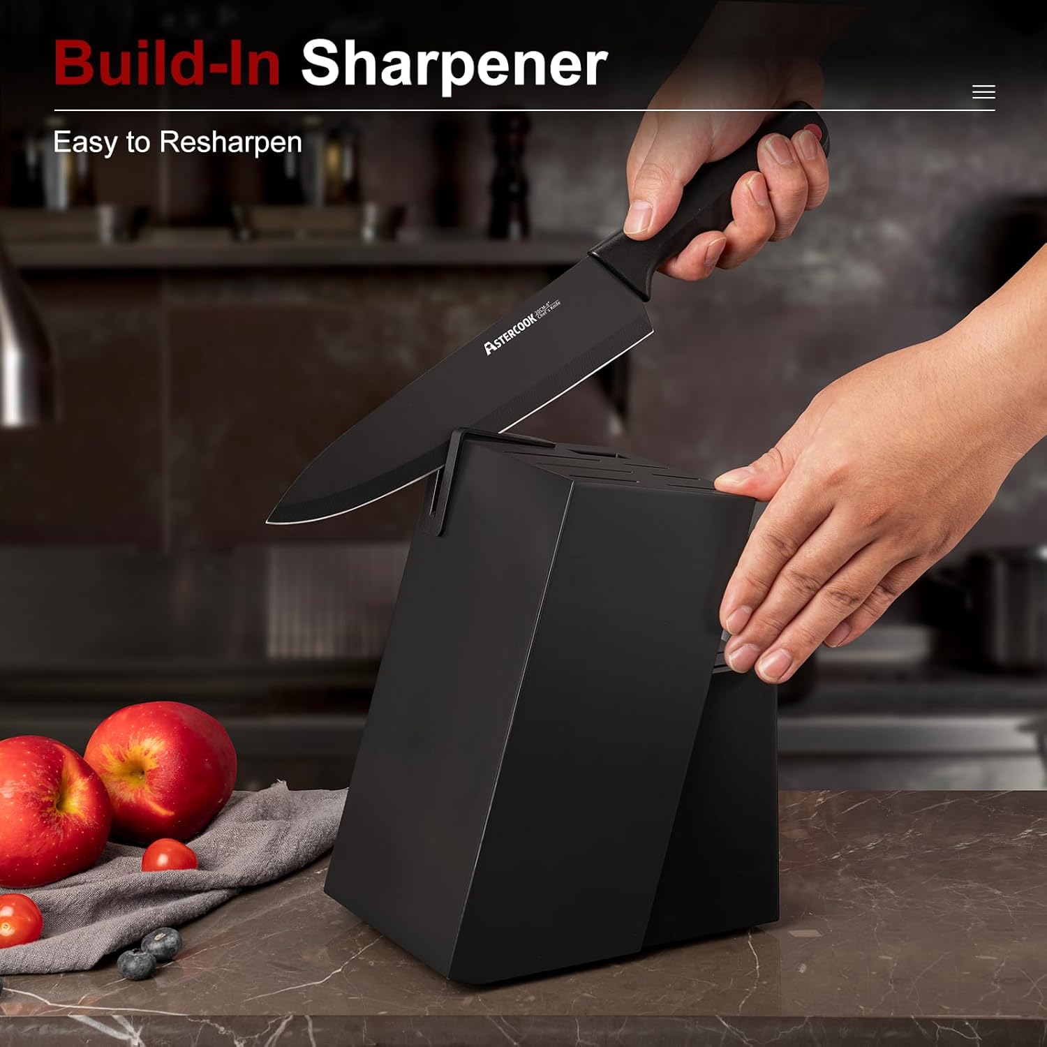 Astercook Kitchen Knife Set with Sharpener – Stainless Steel - Image 2