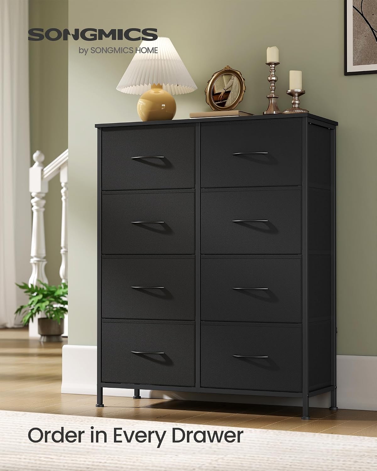SONGMICS 8-Drawer Fabric Dresser – Black - Image 3