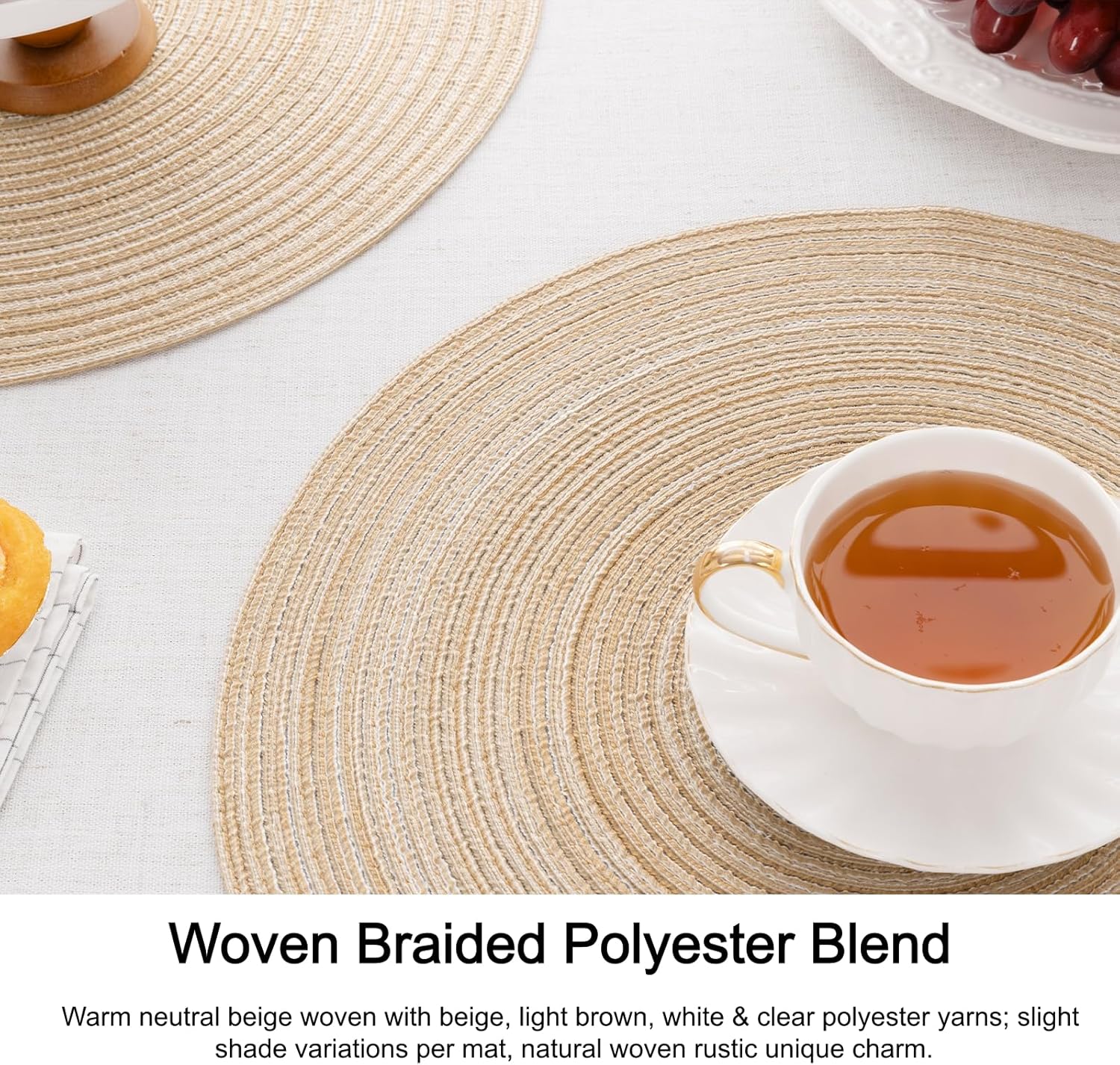 SHACOS Braided Round Placemats – Washable Table Mats - Image 3