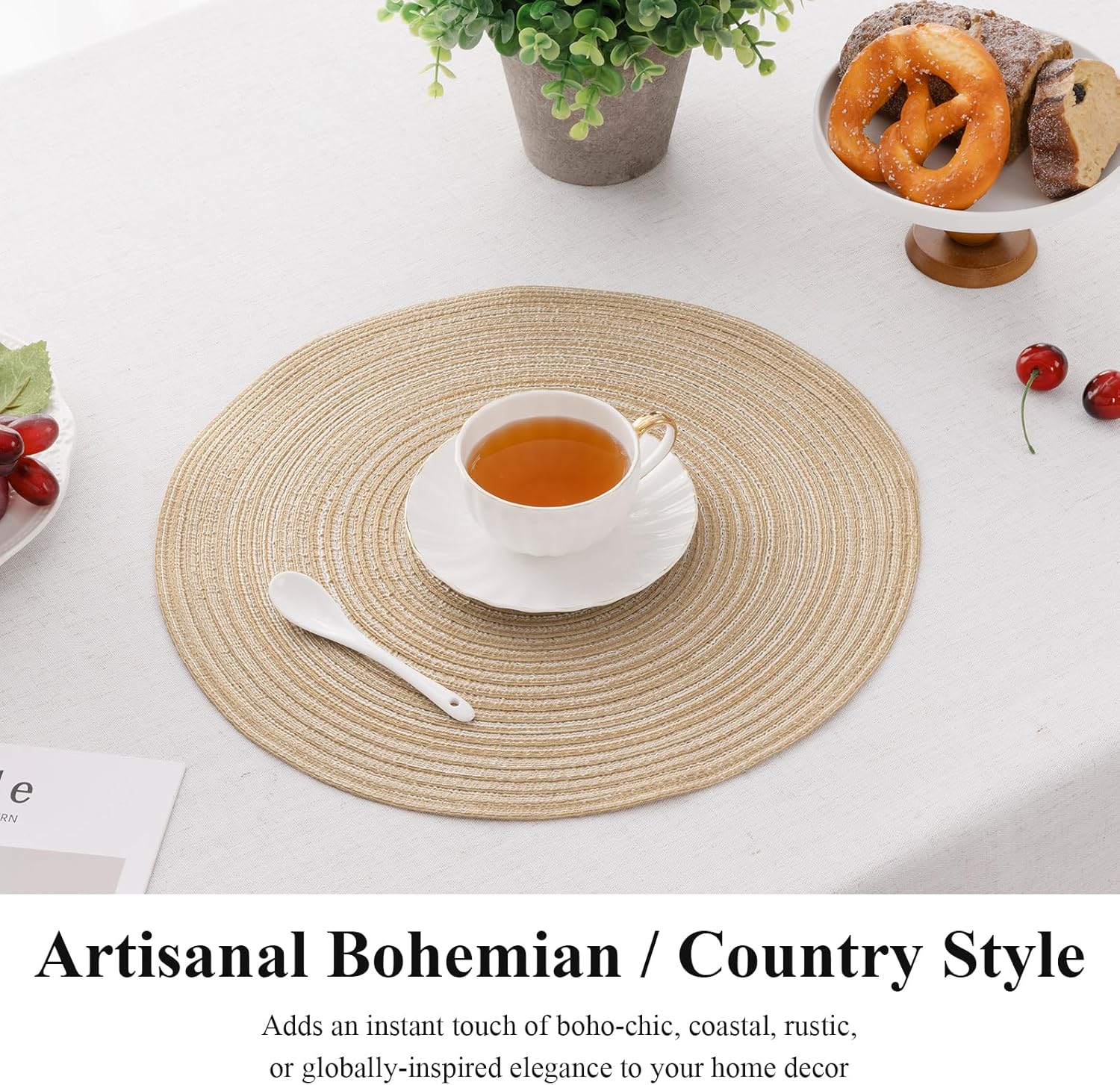 SHACOS Braided Round Placemats – Washable Table Mats - Image 2