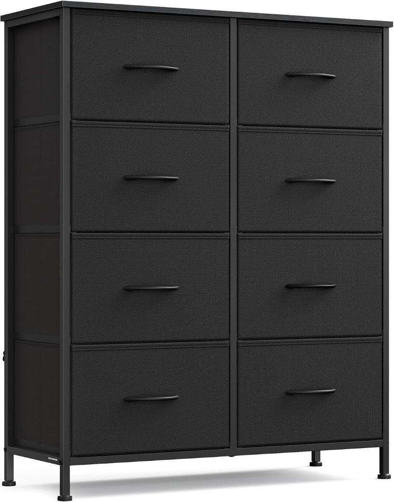 SONGMICS 8-Drawer Fabric Dresser – Black